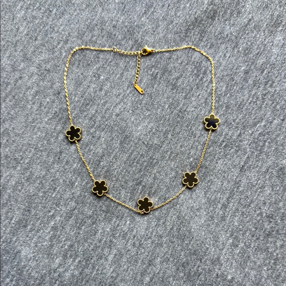 Gold and Black Floral Choker Necklace